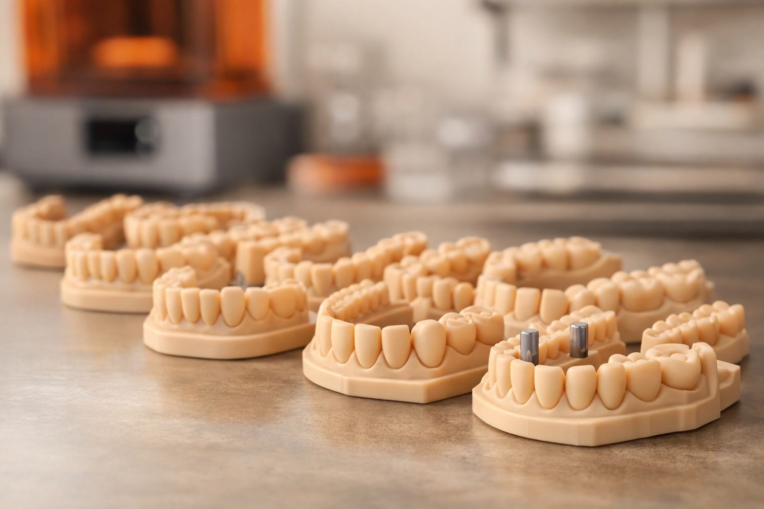 Wydruki 3D zębów z żywicy